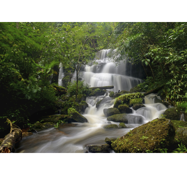 Forest and waterfalls landscape wall mural - TenStickers