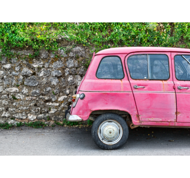 Pink Car vintage mural - TenStickers