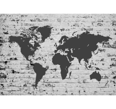 White brick world map  world map wall mural - TenStickers
