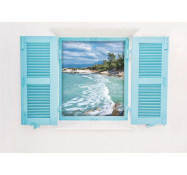 Window with sea view under the sea wall mural - TenStickers