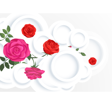 White circles and roses 3D effect 3d mural wallpaper - TenStickers