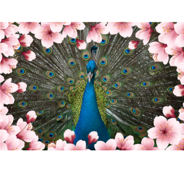 Animal peacocks 3D with flowers 3d mural wallpaper - TenStickers