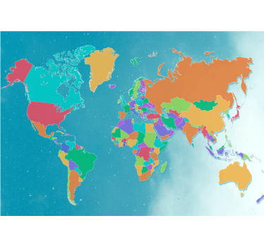 Political colorful world map wall mural - TenStickers