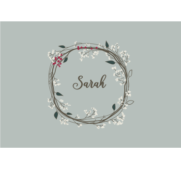 Flower wreath with name  custom murals - TenStickers