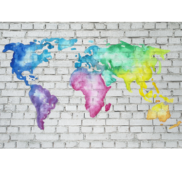 World map wall mural watercolor world map - TenStickers