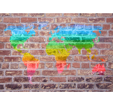 World map wall mural colorful geographical design - TenStickers