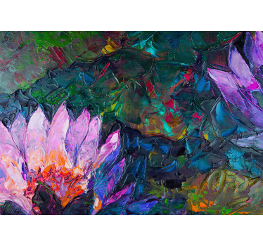 Oil painting Lotus mural wallpaper - TenStickers