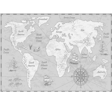 Pirate treasure locations world map wall mural - TenStickers
