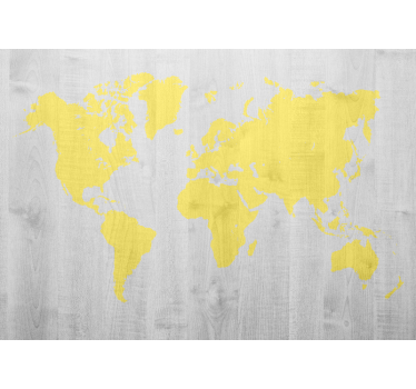 Wood pantone yellow world map wall mural - TenStickers