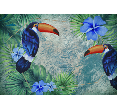 Couple toucans in rainforest nature murals - TenStickers