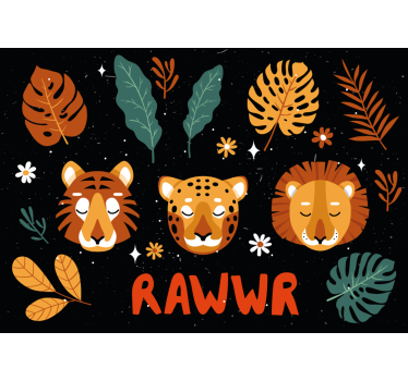 Kids wall mural playful jungle animals - TenStickers