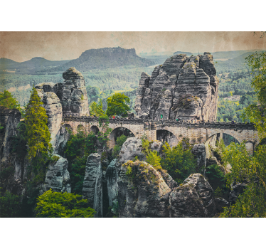 Beautiful stone bridge in the mountains nature murals - TenStickers