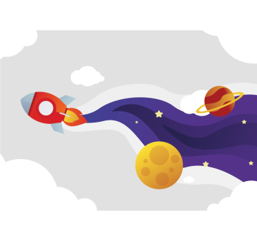 Cartoon launching rocket to space Children Wall Murals - TenStickers