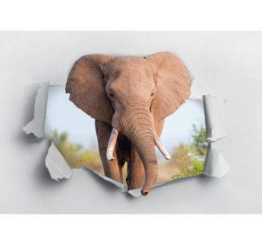 Elephant breaking the wall  3d mural wallpaper - TenStickers