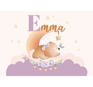 Kids wall mural sleepy bear night - TenStickers