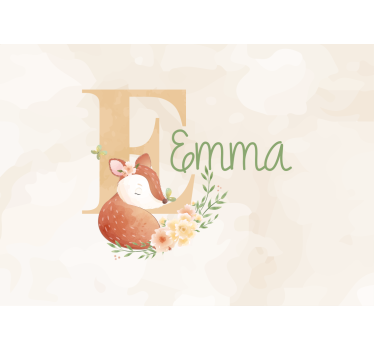 Kids wall mural personalized fox design - TenStickers