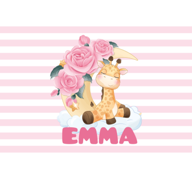 Kids wall mural giraffe with roses - TenStickers