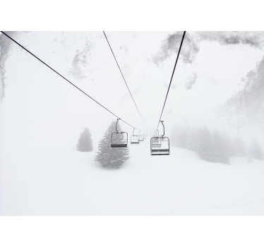 Mountain wall mural ski lift perspective - TenStickers