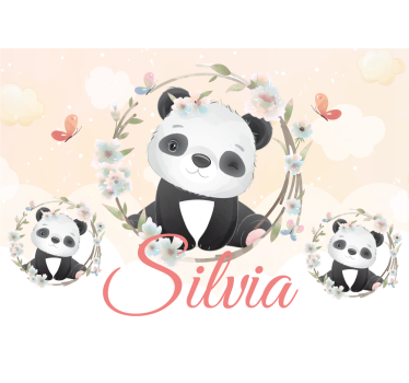 Cute animals panda with name Children Wall Murals - TenStickers
