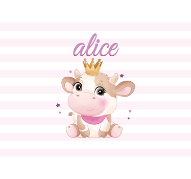 Crowned Cow Illustration kids wall mural - TenStickers