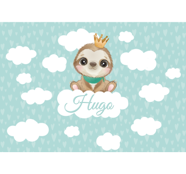 Kids wall mural sloth with crown - TenStickers