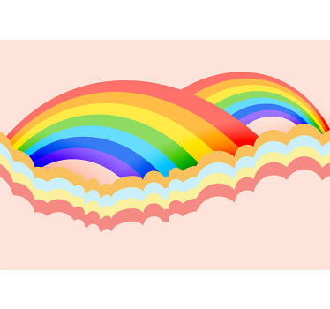 Rainbow background with clouds Children Wall Murals - TenStickers