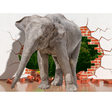3d wall mural elephant breaking through wall - TenStickers