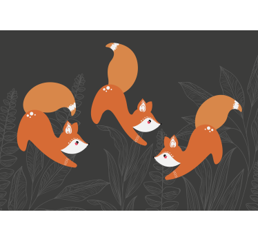 Kids wall mural cheerful foxes at play - TenStickers