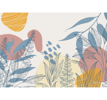 Scandinavian style leaves abstract mural - TenStickers