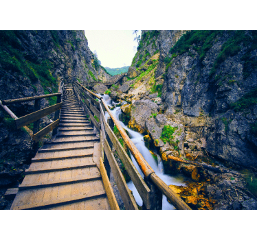 Wooden bridge in 3d effect 3d mural wallpaper - TenStickers