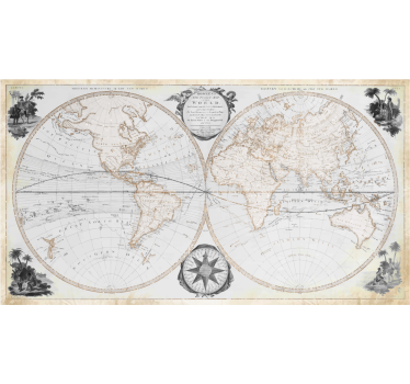 Watercolor vintage worldmap Office wall mural - TenStickers