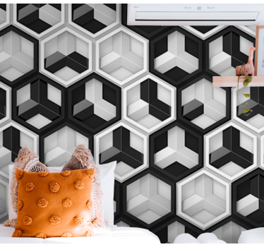3D black and white geometry 3d mural wallpaper - TenStickers
