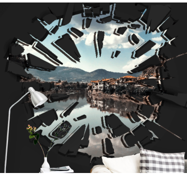 3d wall mural breaking through perspective - TenStickers