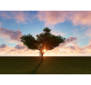 Tree mural sunlit solitary tree - TenStickers