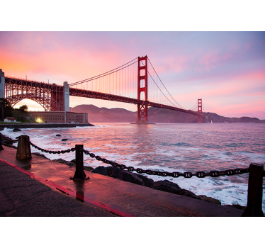 Pink Golden Gate mural wallpaper - TenStickers