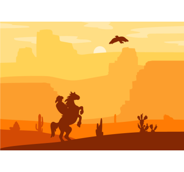 Kids wall mural cowboy on horse - TenStickers