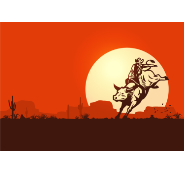 Kids wall mural cowboy on a bull - TenStickers