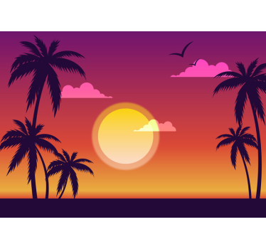Photomural 70's Sunset palm trees - TenStickers