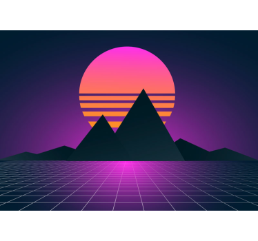 3d wall mural geometric sunset landscape - TenStickers