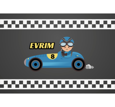 Kids wall mural cartoon racing car design - TenStickers