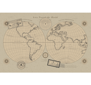 World map wall mural vintage global map - TenStickers