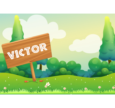 Playful Green Landscape kids wall mural - TenStickers