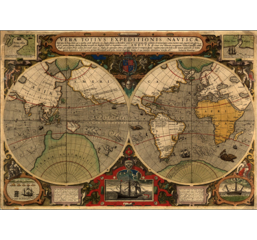 Retro Global Map world map wall mural - TenStickers
