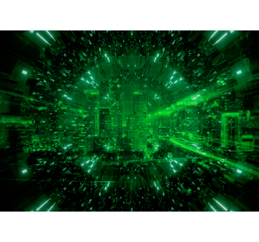 3d wall mural green city vortex - TenStickers