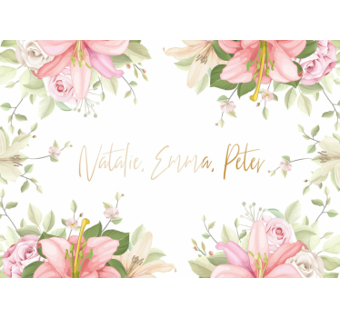 Flowers with custom name flower wall mural - TenStickers