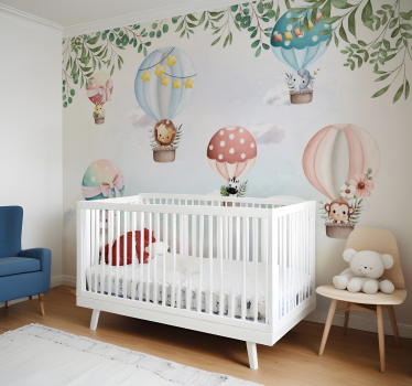 Air balloon animals nursery wall mural - TenStickers