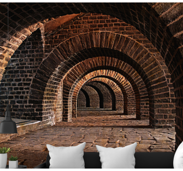 Arched Stone Passage 3D wall mural - TenStickers