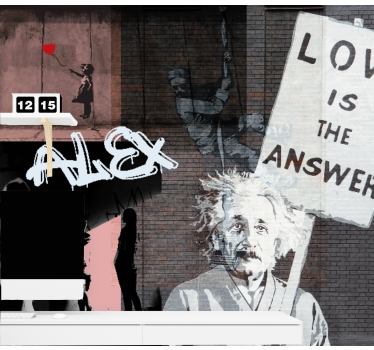 Banksy art montage mountain mural - TenStickers
