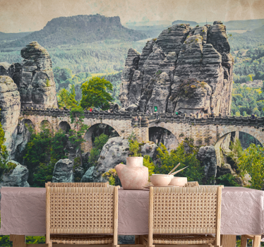 Beautiful stone bridge in the mountains nature murals - TenStickers