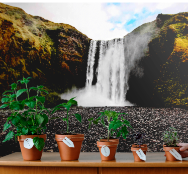 Beautiful waterfall coming down from mountains waterfall mural - TenStickers
